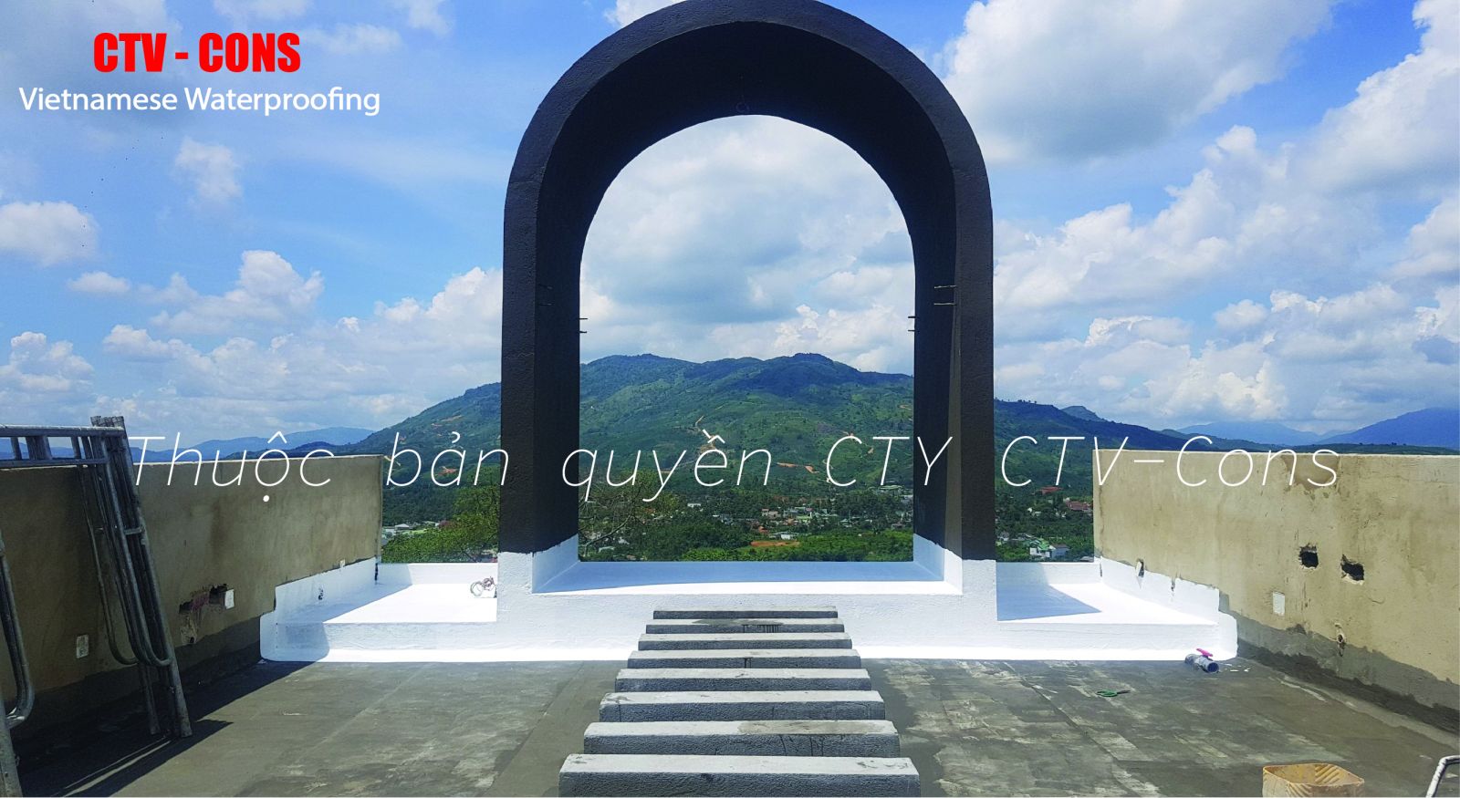Thi công chống thấm cổng trời villa thiên hương ctv cons