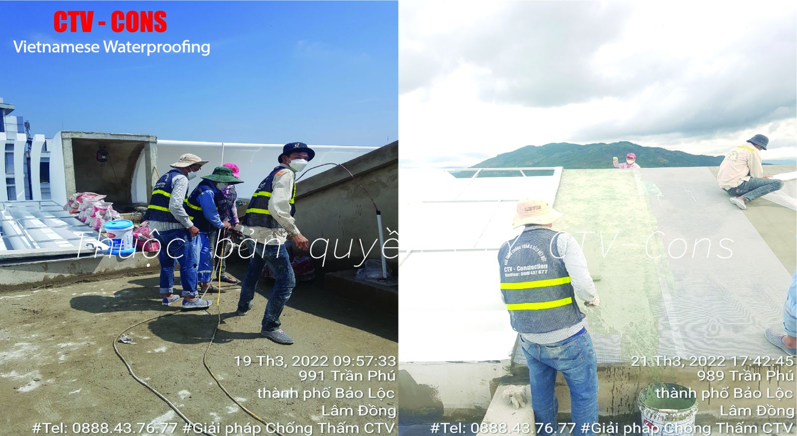 Công tác vệ sinh, xử lý mặt bằng trước khi thi công chống thấm ctv cons