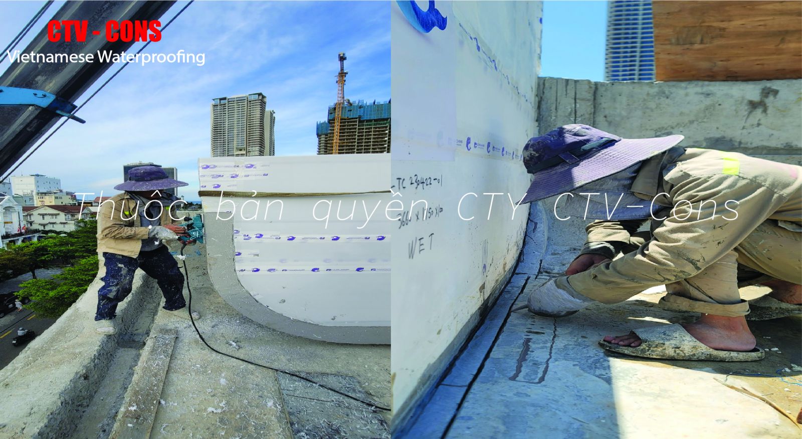 Công tác thi công chống thấm khớp kính acrylic - Ctv cons