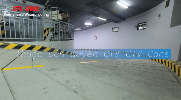Kể vạch phản quang vị trí ram dốc tầng hầm B1, B2