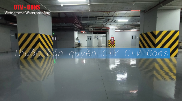 Thi công sơn phản quang cảnh cáo, vị trí tầng hầm khách sạn Voco ma belle